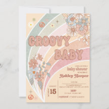Groovy Retro 70s | Convite ao Chá de fraldas Arco-
