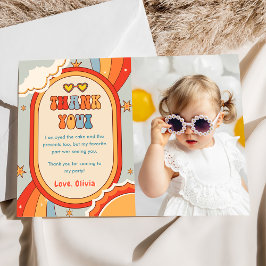 Groovy Retro Rainbow - Cartões de agradecimentos d