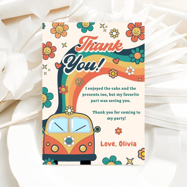 Groovy Retro Rainbow - Cartões de agradecimentos d (Criador carregado)