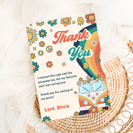 Groovy Retro Rainbow - Cartões de agradecimentos d