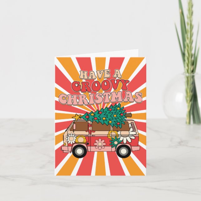 groovy retro xmas - cartão de Natal (Frente)