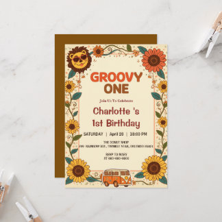 Groovy Um Leão Aniversário Retro 70s Primeiro Aniv