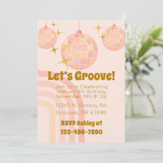 Groovy Watercolor Disco Birthday Convite