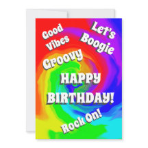 Groovy Wave of Colors Good Vibes Feliz Aniversário