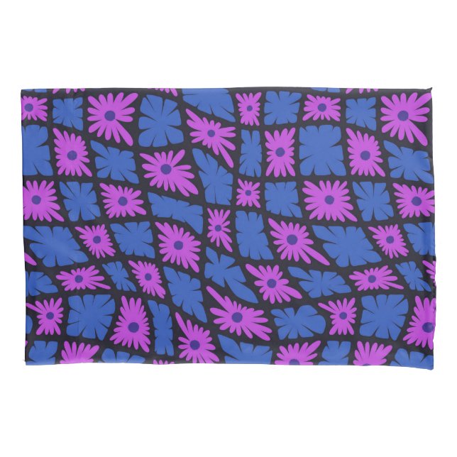 Groovy Wavy Trippy 60s Flor Verifica Azul Cor-de-r (Frente)