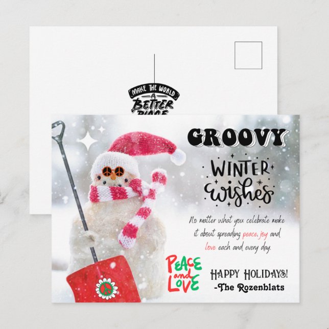 GROOVY WINTER DESEJA CARTÃO POSTAL DE FÉRIAS (Frente/Verso)