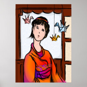 Gruas de papel na Poster de voo