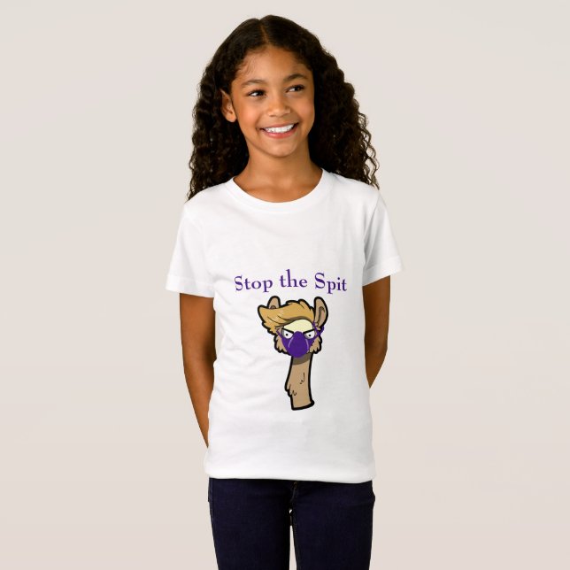 Grump Llama "Stop the Spit", T-Shirt de garotas (Frente Completa)