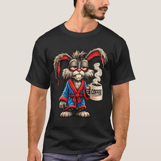 Grumpy Bunny Coffee Funny T-Shirt (Frente)