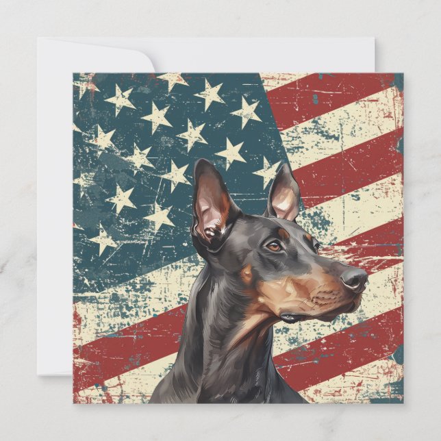 Grunge American Flag Doberman Pinscher Flat Card (Frente)