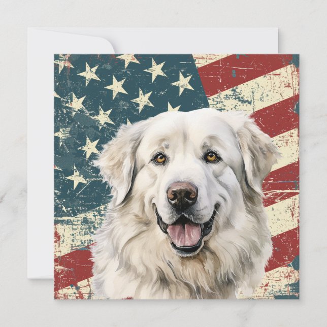 Grunge American Flag Great Pyrenees Flat Card (Frente)