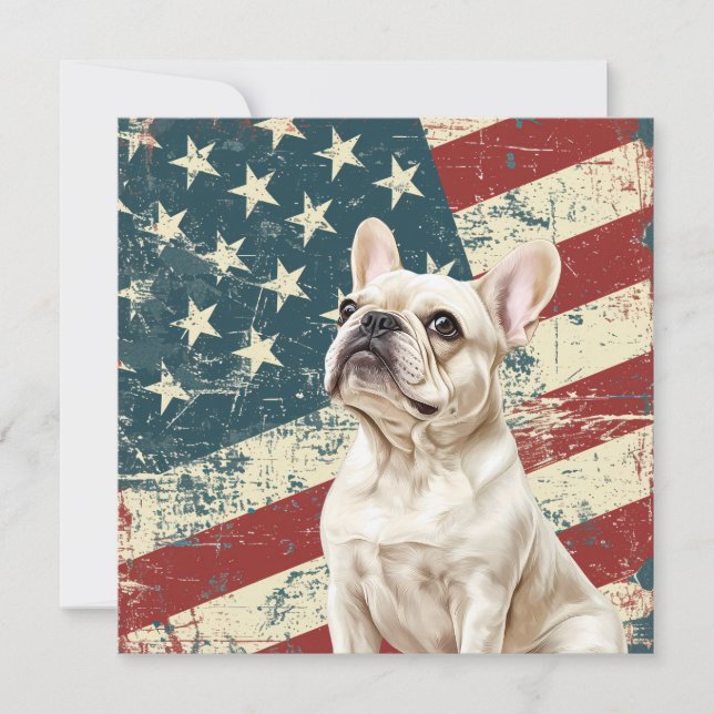 Grunge American Flag White French Bulldog (Frente)