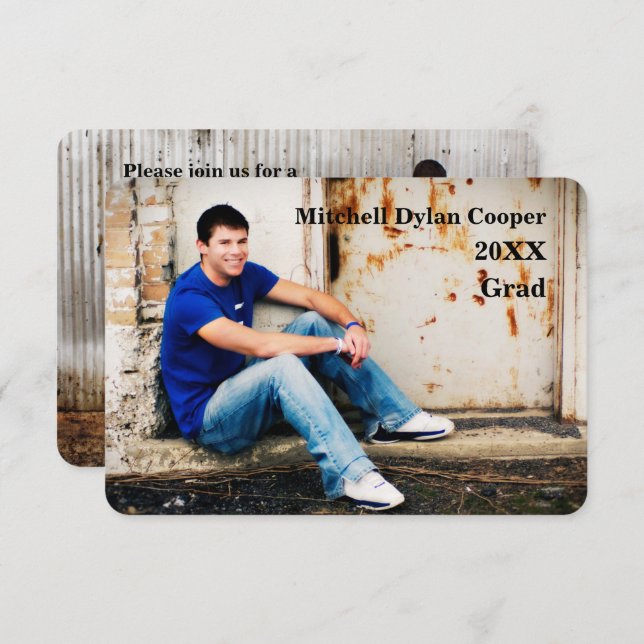 Grunge Casual - Anúncio de Graduação 3x5 (Frente/Verso)