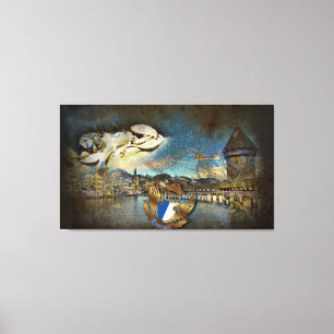 Grunge do vintage de LUZERN - canvas