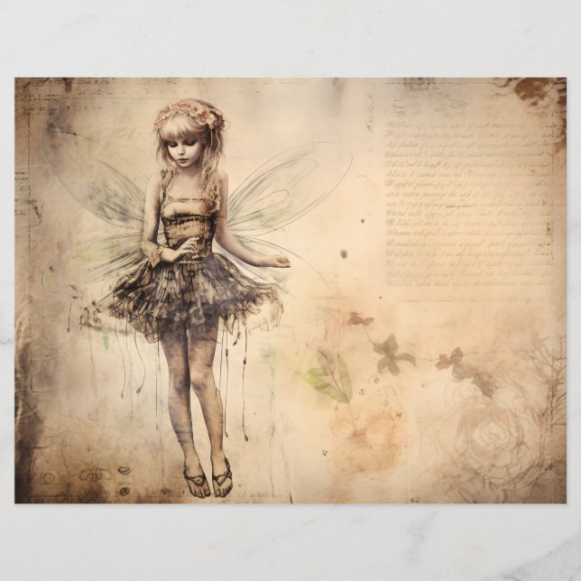 Grunge Fairy Scrapbook Paper (Frente)