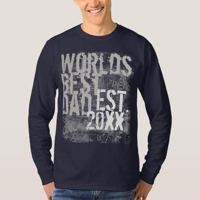 Grunge Graffitti Text Camisa Negra, o melhor Pai d (Frente)