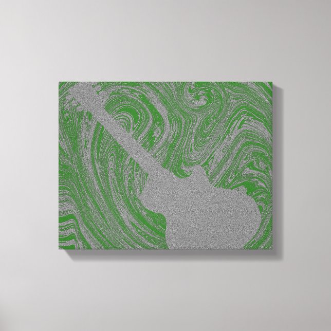 Grunge Guitar Swirls Canvas Print, Green (Frente)