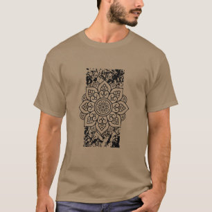 Grunge Mandalas Cinza T-Shirt