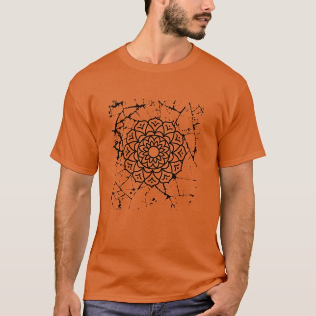 Grunge Mandalas Cinza T-Shirt (Frente)