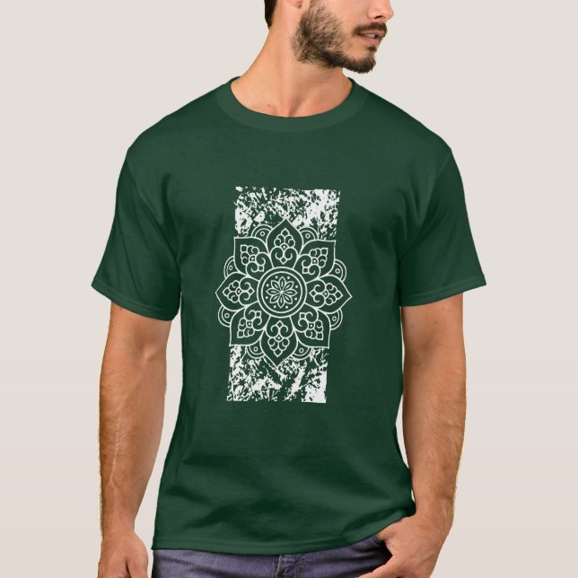 Grunge Mandalas Cinza T-Shirt (Frente)