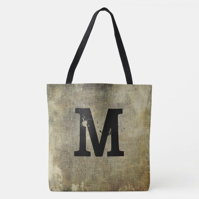 Grunge Monograma, Personalizar, Tote Bag (Frente)