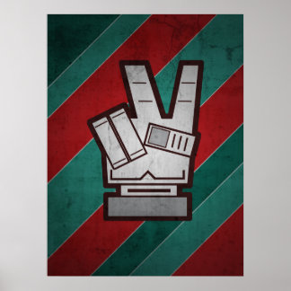 Grunge - Poster de Sinal de Mão de Paz Retro