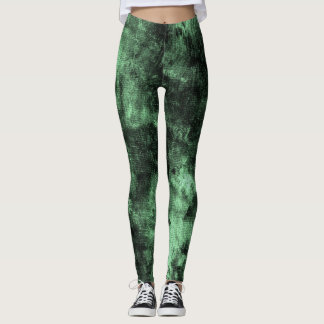 Grunge Verde Texturizado Leggings Spandex