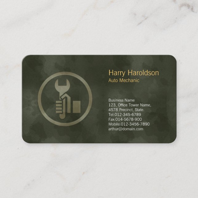 Grunge Wrench Icon Auto Mechanic Cartão de visita (Frente)
