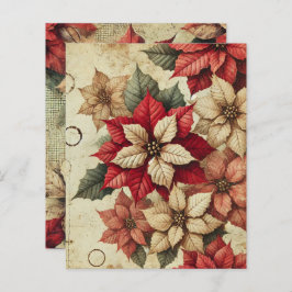 Grungy Tattered Poinsettia Florals Scrapbook Paper