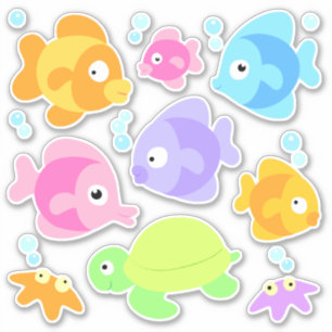 Grupo bonito de etiquetas tropicais dos peixes