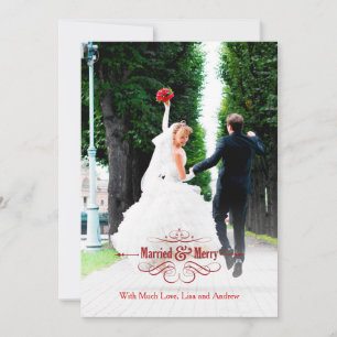 Grupo de Cartão de Férias Vintage Casado e Feliz