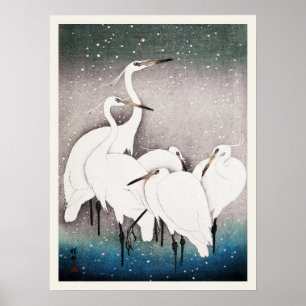 Grupo De Egrets Ohara Koson Japonês Impressão