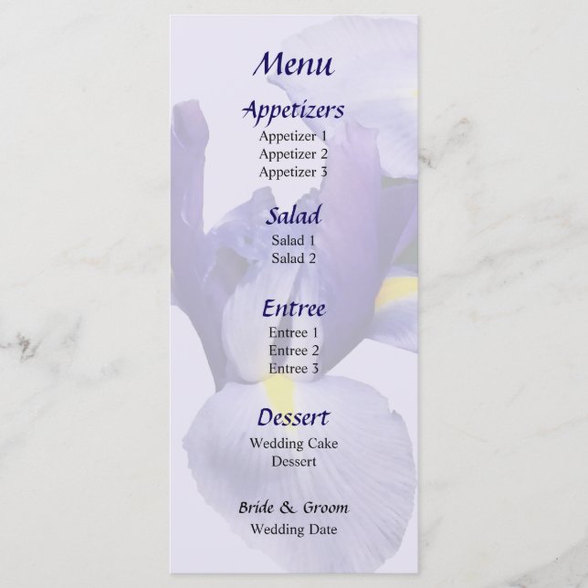 Grupo de Íris Japonesas Menu de Casamento (Frente)
