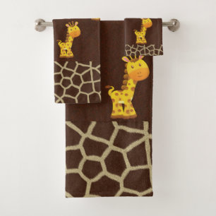 Grupo de toalha do banheiro dos girafas