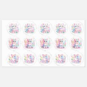 Grupo Decorativo de 3 Gatinhos em Flores Adesivos