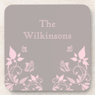 Grupo floral da porta copos da borboleta cor-de-ro