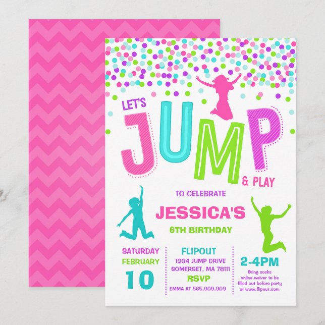 Grupo Trampoline de Salto de Convite de Aniversári (Frente/Verso)