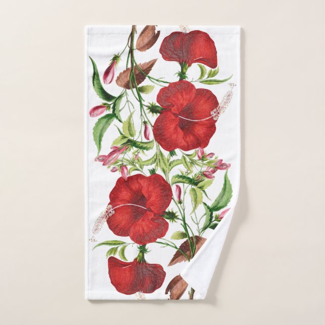 Grupo vermelho de toalha de banho das flores do (Toalha de mão)