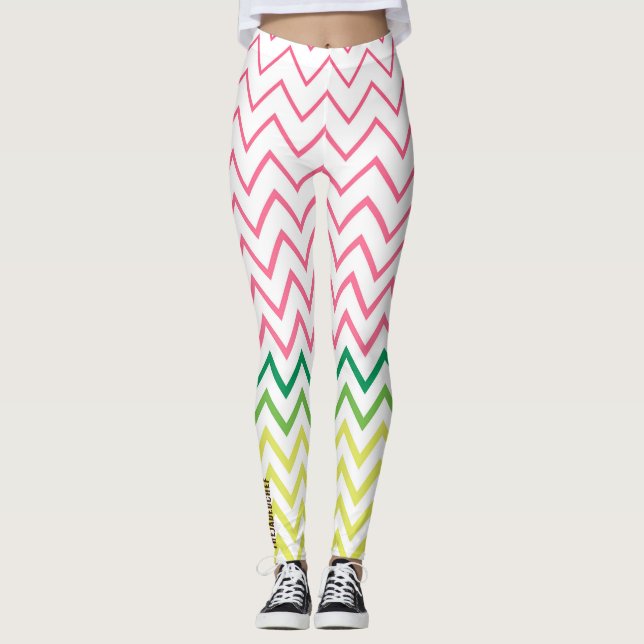Guac & Glow: Leggings de Chevron Multicolor (Frente)