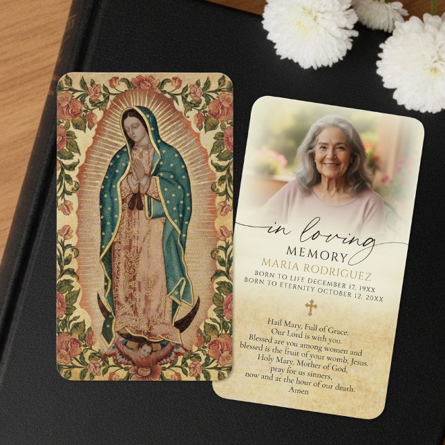 Guadalupe Funeral Catholic Photo Prayer Card (Criador carregado)