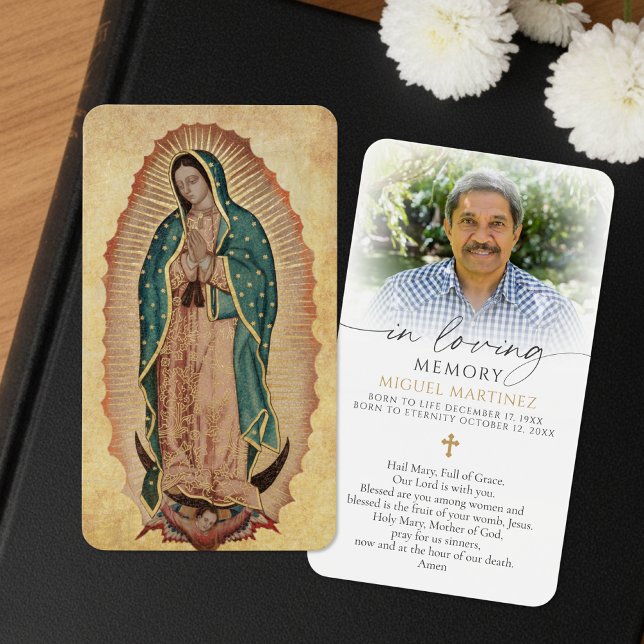 Guadalupe Funeral Catholic Photo Prayer Card (Criador carregado)