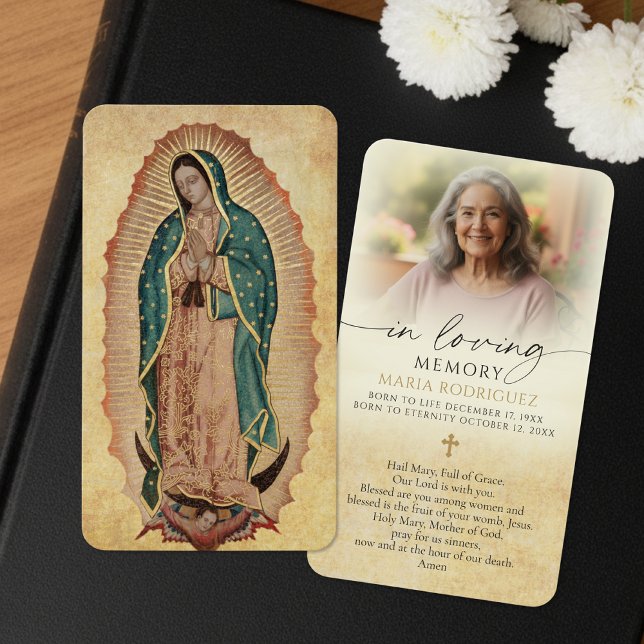 Guadalupe Funeral Catholic Photo Prayer Card (Criador carregado)