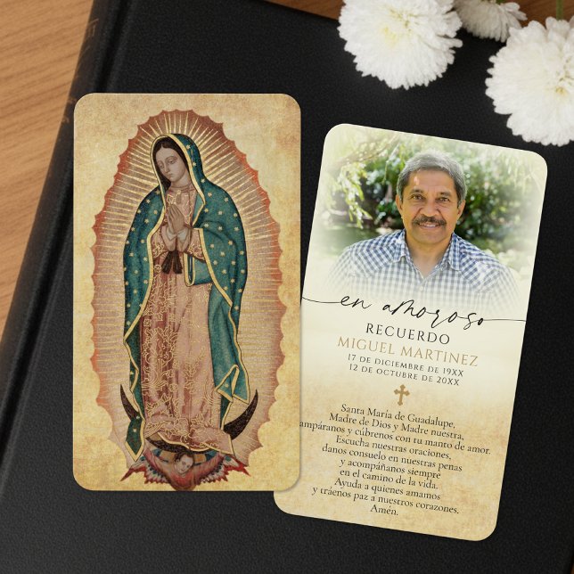 Guadalupe In Loving Memory Photo Prayer Card (Criador carregado)