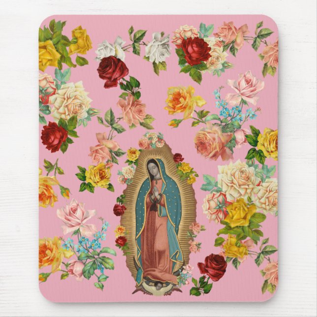 Guadalupe Mousepad cor-de-rosa (Frente)