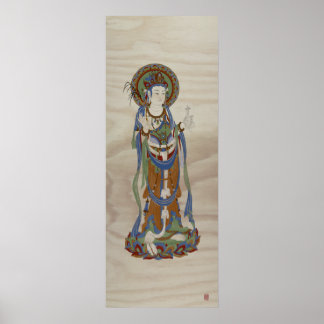 Guan Yin Buddha Doug Fir Background Art Impressão