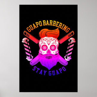 Guapo Barbering Black Gloss Poster W/ Rainbow