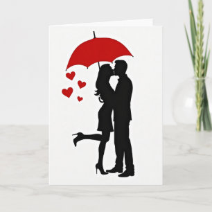 Guarda-chuva de Beijo Romântico Cartão de Corações