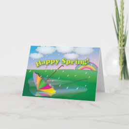 Guarda-chuva Springtime - Cartão de Saudação