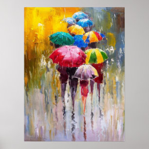 Guarda-chuvas na Impressão de pintura da chuva