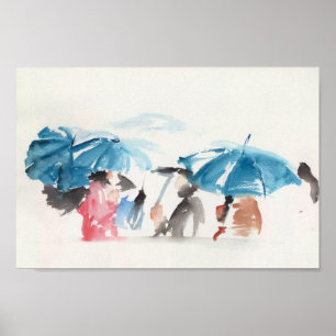 Guarda-chuvas originais de aquarelas Poster